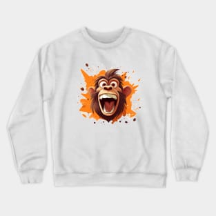 crazy cartoon screaming monkey Crewneck Sweatshirt